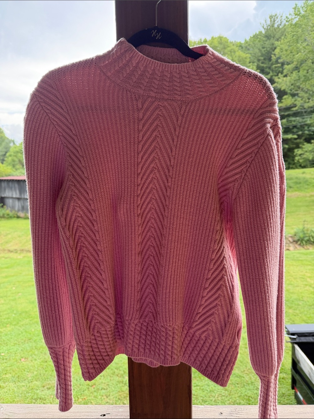 Philosophy Dusty Rose Cable Knit Turtleneck Sweater